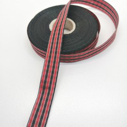 Kırmızı Siyah Çizgili Tafta Kurdele 2 cm 1 Metre-KRD-159 Kırmızı Siyah Çizgili Tafta Kurdele 2 cm 1 Metre-KRD-159