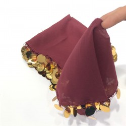 Bordo Lüx Pullu Halay Mendili-KS-1116