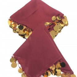 Bordo Lüx Pullu Halay Mendili-KS-1116