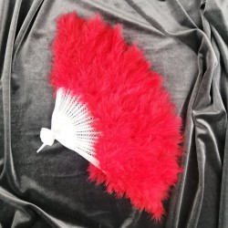 Kırmızı Tüylü Gelin Yelpazesi-KS-1125