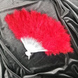 Kırmızı Tüylü Gelin Yelpazesi-KS-1125