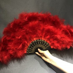 Kırmızı Tüylü Gelin Yelpazesi-KS-1143