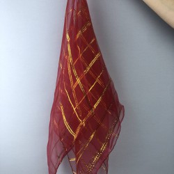 Kırmızı Gold Simli Gelin Halay Mendili-KS-1146