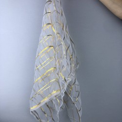 Beyaz Gold Simli Gelin Halay Mendili-KS-1147