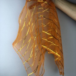 Turuncu Gold Simli Gelin Halay Mendili-KS-1148