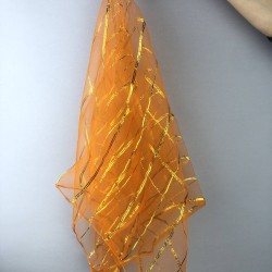 Turuncu Gold Simli Gelin Halay Mendili-KS-1148