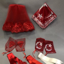 Gelin Duvağı Damat Örtüsü ve Takı Kurdele Seti-KS-1150