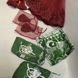 Gelin Duvağı Damat Örtüsü ve Takı Kurdele Seti-KS-1152