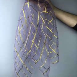 Lila Gold Simli Gelin Halay Mendili-KS-1153