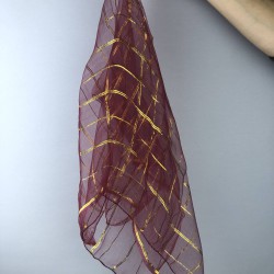 Bordo Gold Simli Gelin Halay Mendili-KS-1155