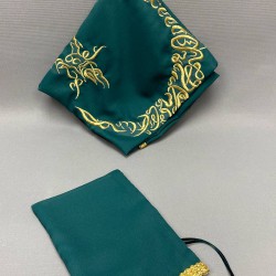 Gold Rengi Nakış Simli Ay Yıldızlı Damat Örtüsü Seti-KS-1157