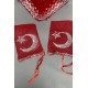 Kırmızı Ay Yıldızlı Pullu Damat Örtüsü Seti-KS-1158