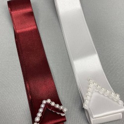 Bordo Beyaz İkili Takı Kurdele Seti-KS-1161