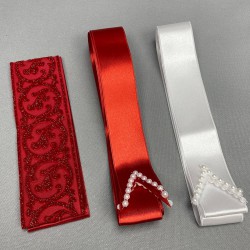Kırmızı Beyaz Takı Kurdele Seti Ve Gelin Bel Kuşağı-KS-1162