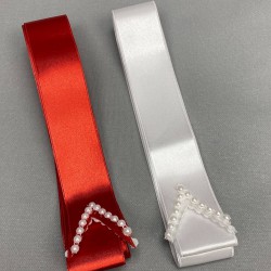 Kırmızı Beyaz İkili Takı Kurdele Seti-KS-1163