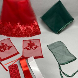 Simli Gelin Duvağı Ve Biyeli Damat Örtüsü Takı Kurdele Seti-KS-1165