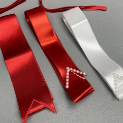 Kırmızı Biyeli Gelin Duvağı Ve Takı Kurdele Seti-KS-1170