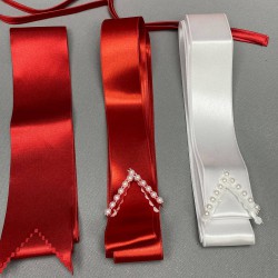 Biyeli Gelin Duvağı Ve Yeşil Nakışlı Damat Örtüsü Takı Kurdele Seti-KS-1172