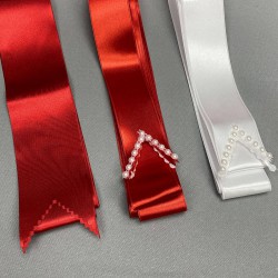 Kırmızı Biyeli Gelin Duvağı Ve Ay Yıldızlı Damat Örtüsü Takı Kurdele Seti-KS-1173