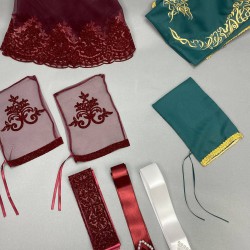 Simli Gelin Duvağı Ve Nakışlı Damat Örtüsü Takı Kurdele Seti-KS-1178