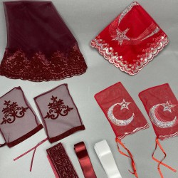 Ay Yıldızlı Damat Örtüsü Ve Simli Gelin Duvağı Takı Kurdele Seti-KS-1179