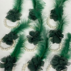 Yeşil İncili Tüylü Nedime Bilekliği 10 Adet-KS-1181