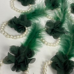 Yeşil İncili Tüylü Nedime Bilekliği 10 Adet-KS-1181