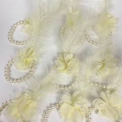 Krem İncili Tüylü Nedime Bilekliği 10 Adet-KS-1182