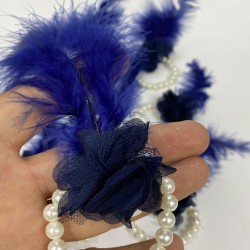 Lacivert İncili Tüylü Nedime Bilekliği 10 Adet-KS-1184