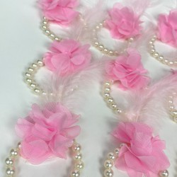 Pembe İncili Tüylü Nedime Bilekliği 10 Adet-KS-1185