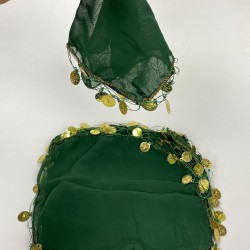 Yeşil Pul İşlemeli Halay Mendili 10 Adet-KS-1188