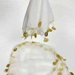 Beyaz Pul İşlemeli Halay Mendili 10 Adet-KS-1193