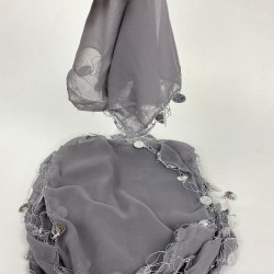 Gümüş Para Pul İşlemeli Lüx Halay Mendili 5 Adet-KS-1207