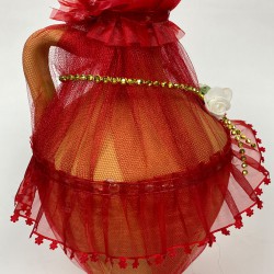 Süslü Kırmızılı Kına Testisi-KS-1209