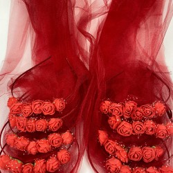 Kırmızı Tüllü Çiçekli Nedime Ve Çocuk Tacı-KS-1211