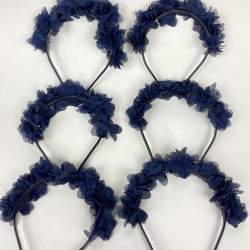 Lacivert Lazer Çiçekli Nedime Tacı Çocuk Tacı Seti 6 Adet-KS-1221