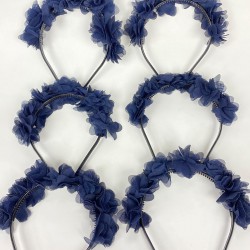 Lacivert Lazer Çiçekli Nedime Tacı Çocuk Tacı Seti 6 Adet-KS-1221