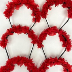 Kırmızı Lazer Çiçekli Nedime Tacı Çocuk Tacı Seti 6 Adet-KS-1222