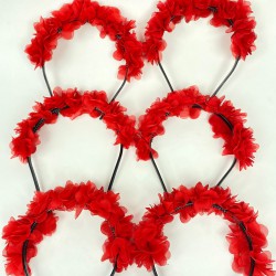 Kırmızı Lazer Çiçekli Nedime Tacı Çocuk Tacı Seti 6 Adet-KS-1222