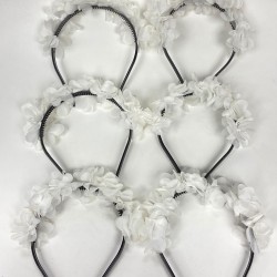 Beyaz Lazer Çiçekli Nedime Tacı Çocuk Tacı Seti 6 Adet-KS-1223