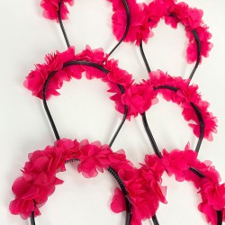 Fuşya Lazer Çiçekli Nedime Tacı Çocuk Tacı Seti 6 Adet-KS-1226