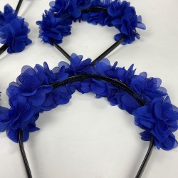 Saks Mavi Lazer Çiçekli Nedime Tacı Çocuk Tacı Seti 6 Adet-KS-1227