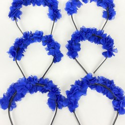 Saks Mavi Lazer Çiçekli Nedime Tacı Çocuk Tacı Seti 6 Adet-KS-1227