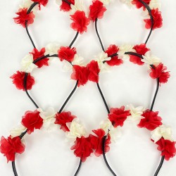 Kırmızı Krem Lazer Çiçekli Nedime Tacı 6 Adet-KS-1268