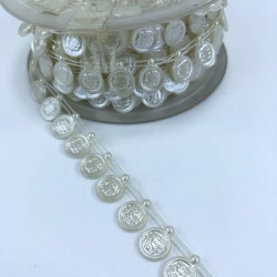 Krem G&uuml;l Şerit Boncuk-KSI-1028