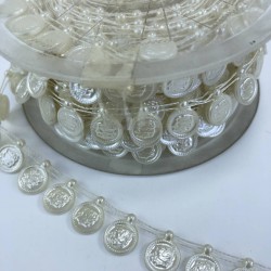 Krem G&uuml;l Şerit Boncuk-KSI-1028