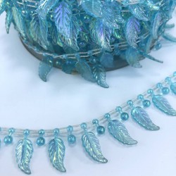 Mavi Yaprak Şerit Boncuk-KSI-1030