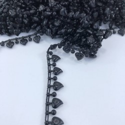 Siyah Kalp Şerit Boncuk-KSI-1031