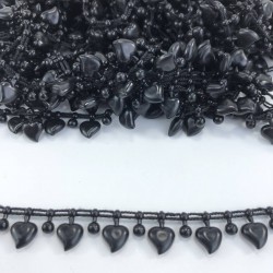 Siyah Kalp Şerit Boncuk-KSI-1031
