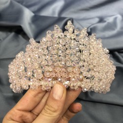 Pudra Kristal Boncuklu Gelin Ve Kına Tacı-KTT-10